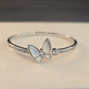 Elegant Silver Gold Filled Butterfly Bangle Bracelet 7.5"